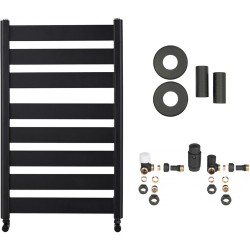 CERANO - Koupelnový radiátorový set Marco - ústřední vytápění - boční připojení - 698W - černá matná - 920x550 mm (CER-701326)