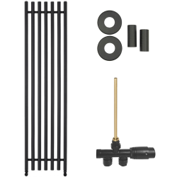 CERANO - Koupelnový radiátorový set Valerio - ústřední vytápění - boční jednobodové připojení - 872W - černá matná - 1560x390 mm (CER-663625)