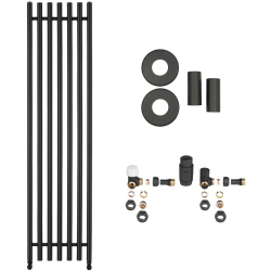 CERANO - Koupelnový radiátorový set Valerio - ústřední vytápění - boční připojení - 872W - černá matná - 1560x390 mm (CER-663503)
