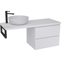 CERANO - Kúpeľňová skrinka Carole - biela matná + doska pod umývadlo Navira Pro - 36 mm + konzola čierna - 120x46x51,6 (CER-606174)