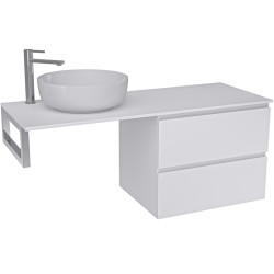 CERANO - Kúpeľňová skrinka Carole - biela matná + doska pod umývadlo Navira Slim - 18 mm + konzola chróm - 120x46x49,8 (CER-606105)