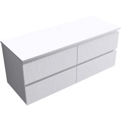 CERANO - Kúpeľňová skrinka Carole - biela matná ryhovaná + doska pod umývadlo z lit. mramoru Elanys - 12 mm - biela matná - 120x49,2x46 (CER-660069)