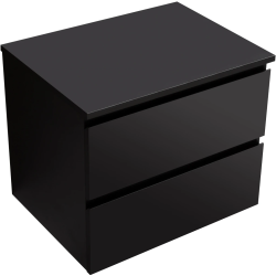CERANO - Kúpeľňová skrinka Carole - čierna matná + doska pod umývadlo Navira Slim - 18 mm - 70x49, 8x46 (CER-8050BD82822)