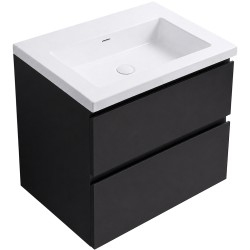 CERANO - Kúpeľňová skrinka Carole - čierna matná + umývadlo z lit. mramoru Ovo - biela lesklá - 55,5x53x46,5 (CER-368922)