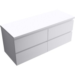 CERANO - Kúpeľňová skrinka Carole + doska pod umývadlo Navira Pro - 36 mm - biela matná - 120x51,6x46 (CER-668264)