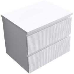 CERANO - Kúpeľňová skrinka Carole + doska pod umývadlo Navira Pro - 36 mm - biela matná ryhovaná - 60x51,6x46 (CER-264323)