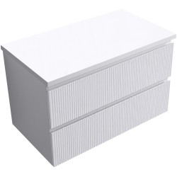 CERANO - Kúpeľňová skrinka Carole + doska pod umývadlo Navira Pro - 36 mm - biela matná ryhovaná - 80x51,6x46 (CER-321028)