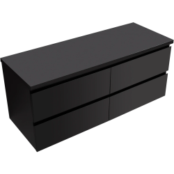 CERANO - Kúpeľňová skrinka Carole + doska pod umývadlo Navira Pro - 36 mm - čierna matná - 120x51,6x46 (CER-668285)