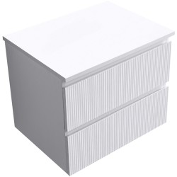 CERANO - Kúpeľňová skrinka Carole + doska pod umývadlo Navira Slim - 18 mm - biela matná ryhovaná - 60x49,8x46 (CER-013460)