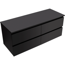 CERANO - Kúpeľňová skrinka Carole + doska pod umývadlo Navira Slim - 18 mm - čierna matná - 120x49,8x46 (CER-476396)