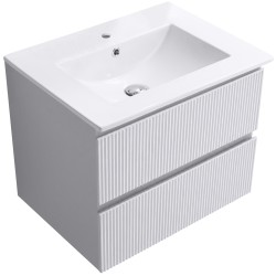 CERANO - Kúpeľňová skrinka Carole + keramické umývadlo Todo - biela matná ryhovaná - 61x50x46,5 (CER-008759)