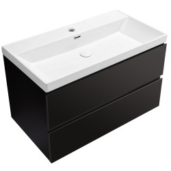 CERANO - Kúpeľňová skrinka Carole - keramické umývadlo Viano - čierna matná - 81,2x62,6x46,5 (CER-107448)