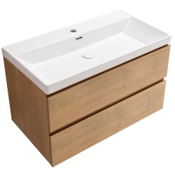 CERANO - Kúpeľňová skrinka Carole - keramické umývadlo Viano - dub medový - 100,9x62,6x46,5 (CER-175881)