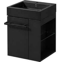 CERANO - Kúpeľňová skrinka Esme - čierna matná + umývadlo z lit. mramoru - čierna matná - 45x62,5x45 (CER-999990)
