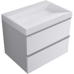 CERANO - Kúpeľňová skrinka Velora - biela matná, úchytka chróm + umývadlo z lit. mramoru Vita - biela lesklá - 70x63x46,5 (CER-8050BD83995)