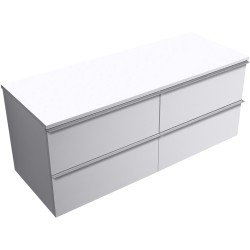 CERANO - Kúpeľňová skrinka Velora - biela matná, úchytka chrómová + doska pod umývadlo Navira Slim - 18 mm - 140x54,8x46,5 (CER-665179)