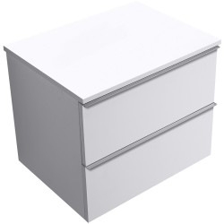CERANO - Kúpeľňová skrinka Velora - biela matná, úchytka chrómová + doska z lit. mramoru Elanys - 12 mm - biela matná - 70x54,2x46,5 (CER-679415)