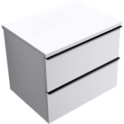 CERANO - Kúpeľňová skrinka Velora - biela matná, úchytka čierna + doska pod umývadlo Navira Pro - 36 mm - 70x56,6x46,5 (CER-668516)