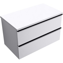 CERANO - Kúpeľňová skrinka Velora - biela matná, úchytka čierna + doska pod umývadlo Navira Pro - 36 mm - 80x56,6x46,5 (CER-668519)