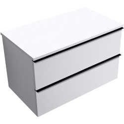CERANO - Kúpeľňová skrinka Velora - biela matná, úchytka čierna + doska pod umývadlo Navira Slim - 18 mm - 80x54,8x46,5 (CER-664723)