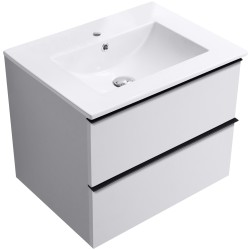 CERANO - Kúpeľňová skrinka Velora - biela matná, úchytka čierna + keramické umývadlo Todo - 71x55x46,5 (CER-664855)