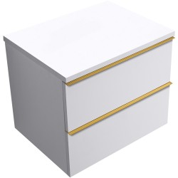 CERANO - Kúpeľňová skrinka Velora - biela matná, úchytka zlatá + doska pod umývadlo Navira Pro - 36 mm - 70x56,6x46,5 (CER-668555)