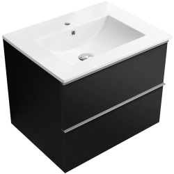 CERANO - Kúpeľňová skrinka Velora - čierna matná, úchytka chróm + keramické umývadlo Todo - 61x55x46,5 (CER-664912)