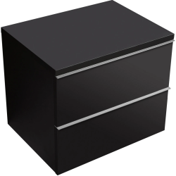 CERANO - Kúpeľňová skrinka Velora - čierna matná, úchytka chrómová + doska pod umývadlo Navira Pro - 36 mm - 60x56,6x46,5 (CER-668639)