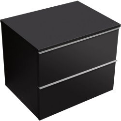 CERANO - Kúpeľňová skrinka Velora - čierna matná, úchytka chrómová + doska pod umývadlo Navira Slim - 18 mm - 60x54,8x46,5 (CER-664777)