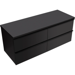 CERANO - Kúpeľňová skrinka Velora - čierna matná, úchytka čierna + doska pod umývadlo Navira Pro - 36 mm - 160x56,6x46,5 (CER-668567)