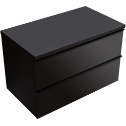 CERANO - Kúpeľňová skrinka Velora - čierna matná, úchytka čierna + doska pod umývadlo Navira Pro - 36 mm - 80x56,6x46,5 (CER-668573)