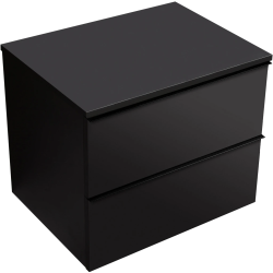 CERANO - Kúpeľňová skrinka Velora - čierna matná, úchytka čierna + doska pod umývadlo Navira Slim - 18 mm - 60x54,8x46,5 (CER-664762)