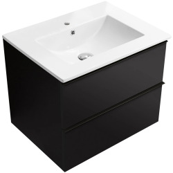 CERANO - Kúpeľňová skrinka Velora - čierna matná, úchytka čierna + keramické umývadlo Todo - 61x55x46,5 (CER-664897)