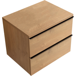CERANO - Kúpeľňová skrinka Velora - dub medový, úchytka čierna + doska pod umývadlo Navira Pro - 36 mm - 70x56,6x46,5 (CER-668666)