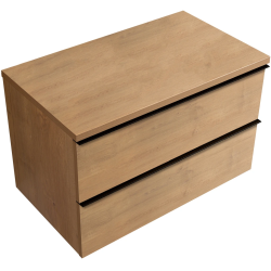CERANO - Kúpeľňová skrinka Velora - dub medový, úchytka čierna + doska pod umývadlo Navira Pro - 36 mm - 80x56,6x46,5 (CER-668669)