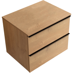CERANO - Kúpeľňová skrinka Velora - dub medový, úchytka čierna + doska pod umývadlo Navira Slim - 18 mm - 70x54,8x46,5 (CER-664810)