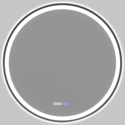 CERANO - Kúpeľňové LED zrkadlo Rivo, kovový rám - čierna matná - O 80 (CER-NT8232A80)