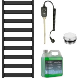 CERANO - Kúpeľňový elektrický radiátorový set Adriano - 600W - čierna matná - 1200x500 mm (CER-585424)