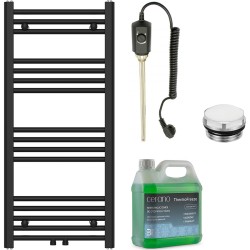CERANO - Kúpeľňový elektrický radiátorový set Benito - 300W - čierna matná - 1000x450 mm (CER-658241)