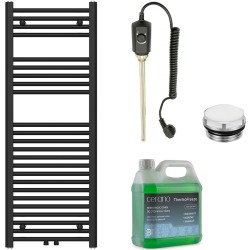 CERANO - Kúpeľňový elektrický radiátorový set Benito - 300W - čierna matná - 1200x450 mm (CER-758434)