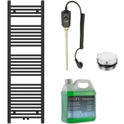 CERANO - Kúpeľňový elektrický radiátorový set Benito - 600W - čierna matná - 1500x450 mm (CER-827353)