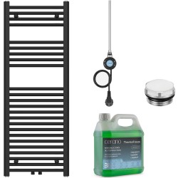 CERANO - Kúpeľňový elektrický radiátorový set Benito - WIFI - 300W - čierna matná - 1200x450 mm (CER-773392)