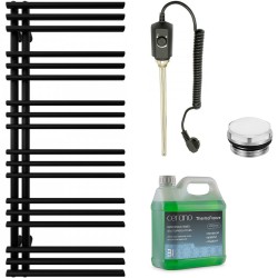 CERANO - Kúpeľňový elektrický radiátorový set Burke - Ľ/P - 600W - čierna matná - 1200x500 mm (CER-680548)