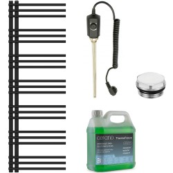 CERANO - Kúpeľňový elektrický radiátorový set Burke - Ľ/P - 600W - čierna matná - 1500x500 mm (CER-226250)