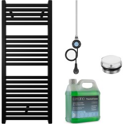 CERANO - Kúpeľňový elektrický radiátorový set Donovan - WIFI - 300W - čierna matná - 1200x500 mm (CER-680544)