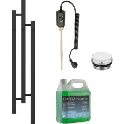 CERANO - Kúpeľňový elektrický radiátorový set Fabiano - 300W - čierna matná - 1200x220 mm (CER-542716)