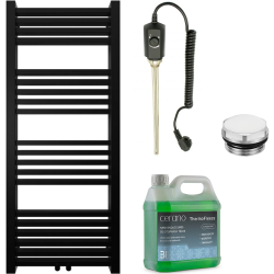CERANO - Kúpeľňový elektrický radiátorový set Franko - 300W - čierna matná - 1200x500 mm (CER-978838)