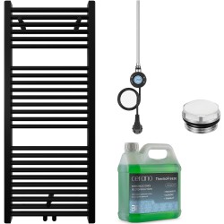 CERANO - Kúpeľňový elektrický radiátorový set Lincoln - WIFI - 300W - čierna matná - 1200x500 mm (CER-680541)