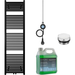 CERANO - Kúpeľňový elektrický radiátorový set Lincoln - WIFI - 600W - čierna matná - 1800x500 mm (CER-680543)