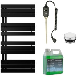 CERANO - Kúpeľňový elektrický radiátorový set Theo - Ľ/P - 600W - čierna matná - 1200x500 mm (CER-680552)